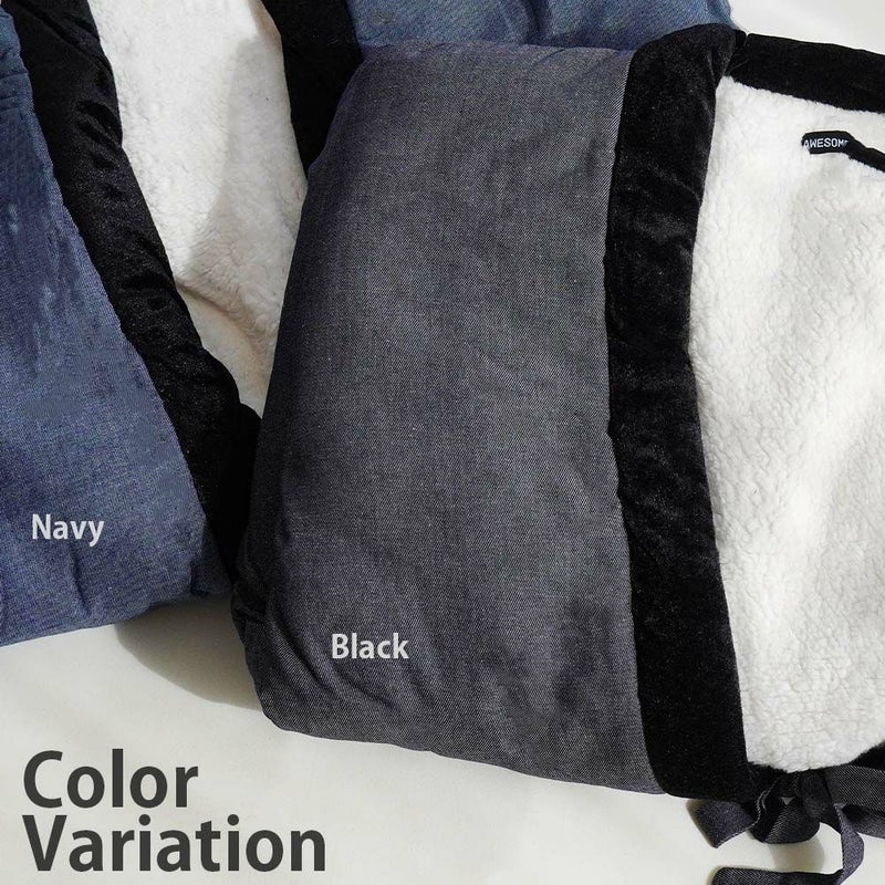 はんてん半纏メンズ暖か裏ボア表ダンガリーデニムMen's紳士フリーM～L大判男女兼用大きいサイズLL半天袢纏袢天ハンテン羽織もの冬暖かいもこもこシンプル贈り物プレゼント贈物GIFTネイビーブラック