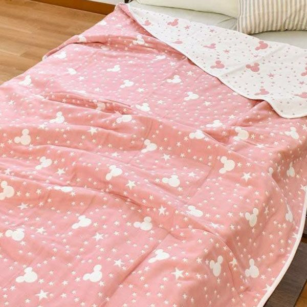 ガーゼケットオーダー⭐︎星ピンク ミッキー×スター 6重ガーゼケット シングル 140×190cm | こだわり安眠