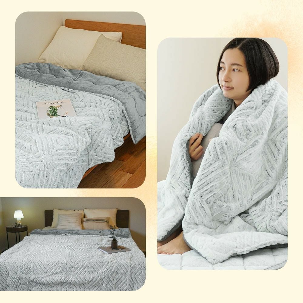 西川 MOFU-MOFU ラビットファー 2枚合わせ 毛布 シングル 140×200cm