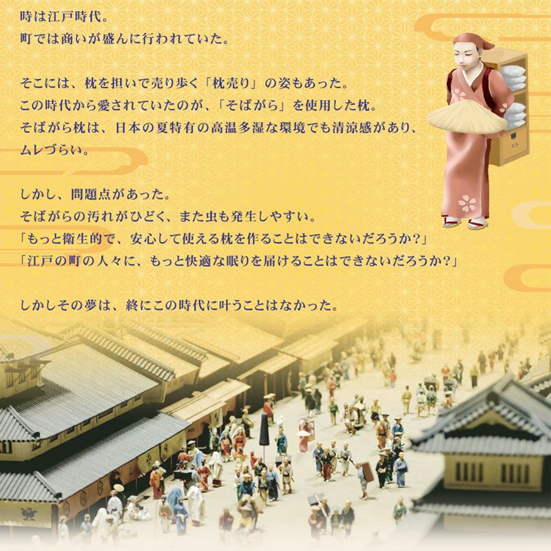 洗える そばがら枕 「そば夢物語」 防虫 かため カバー付 日本製 約63