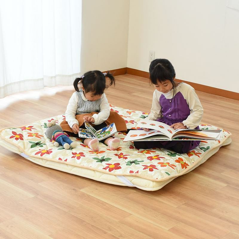 ベビープレイマット 120×120cm 敷布団 キルトパッド 日本製 【圧縮梱包