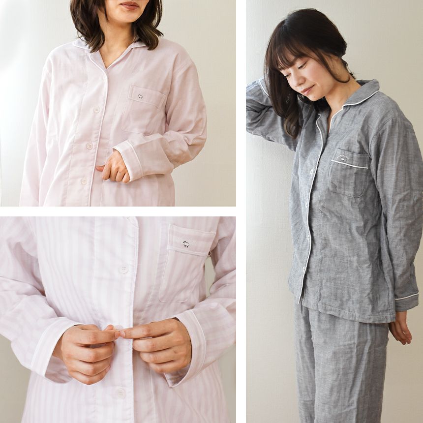 快眠ラボ 雲ごこち 3重ガーゼ パジャマ レディース M L LL | ねごこち