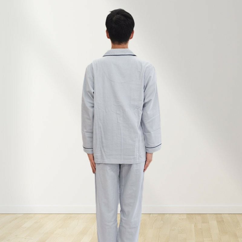 快眠ラボ シルク入り 2重ガーゼ パジャマ メンズ M/L/LL | ねごこち
