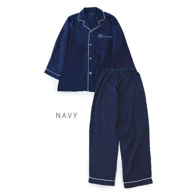 快眠ラボ シルク入り 2重ガーゼ パジャマ メンズ M/L/LL | ねごこち