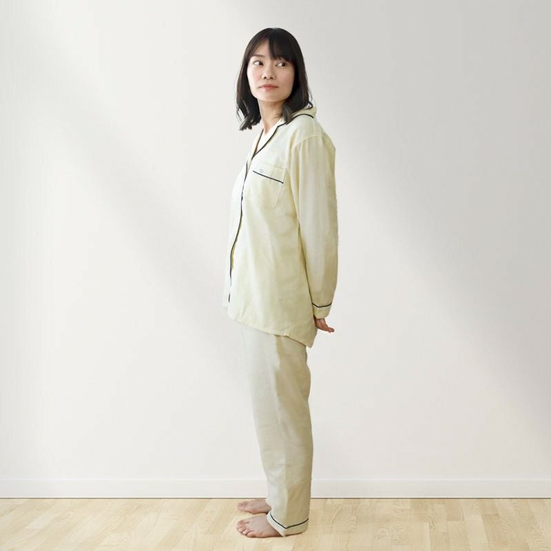 快眠ラボ シルク入り 2重ガーゼ パジャマ レディース M/L/LL | ね