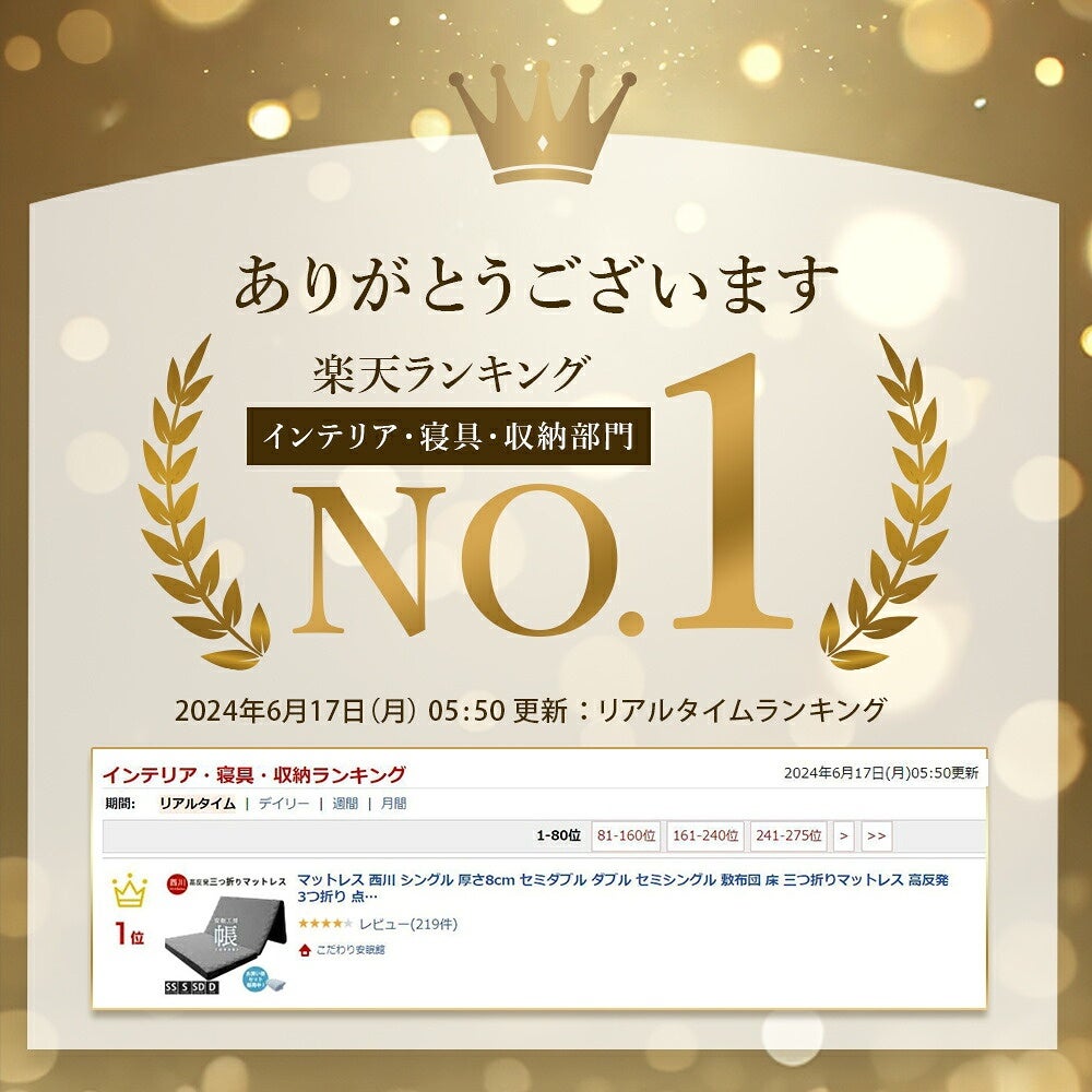 楽天リアルタイムランキング インテリア・寝具・収納部門1位 2024年6月17日