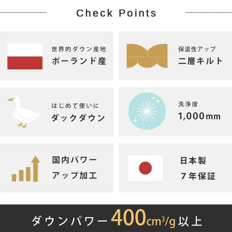 ポーランド産 ダウン93% 羽毛布団 二層キルト 威風堂々 シングル 150
