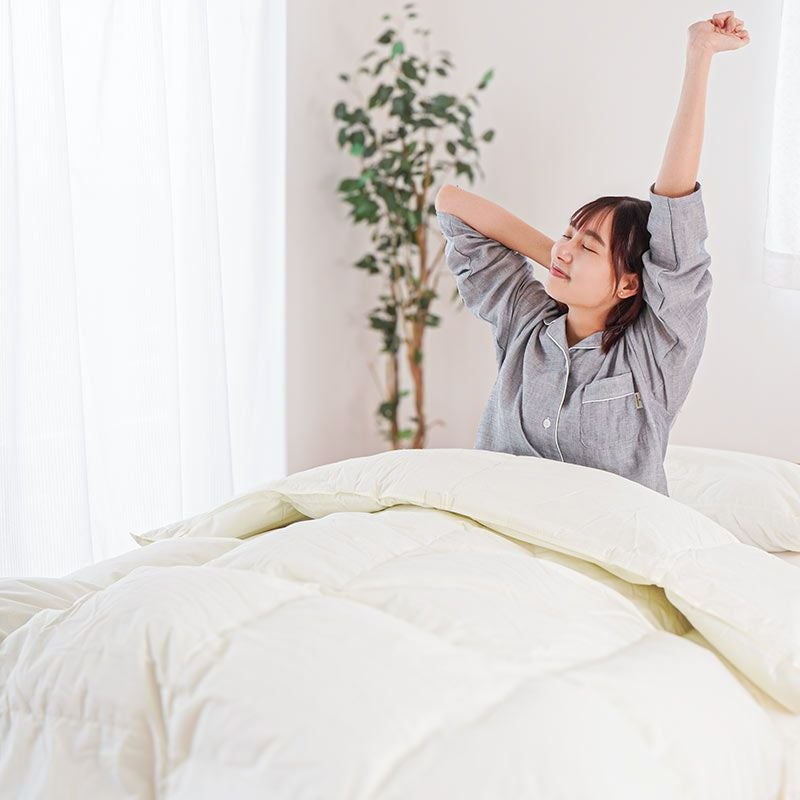 河田フェザー 羽毛布団 グース ダウン93% 400dp 超長綿 シングル｜ね