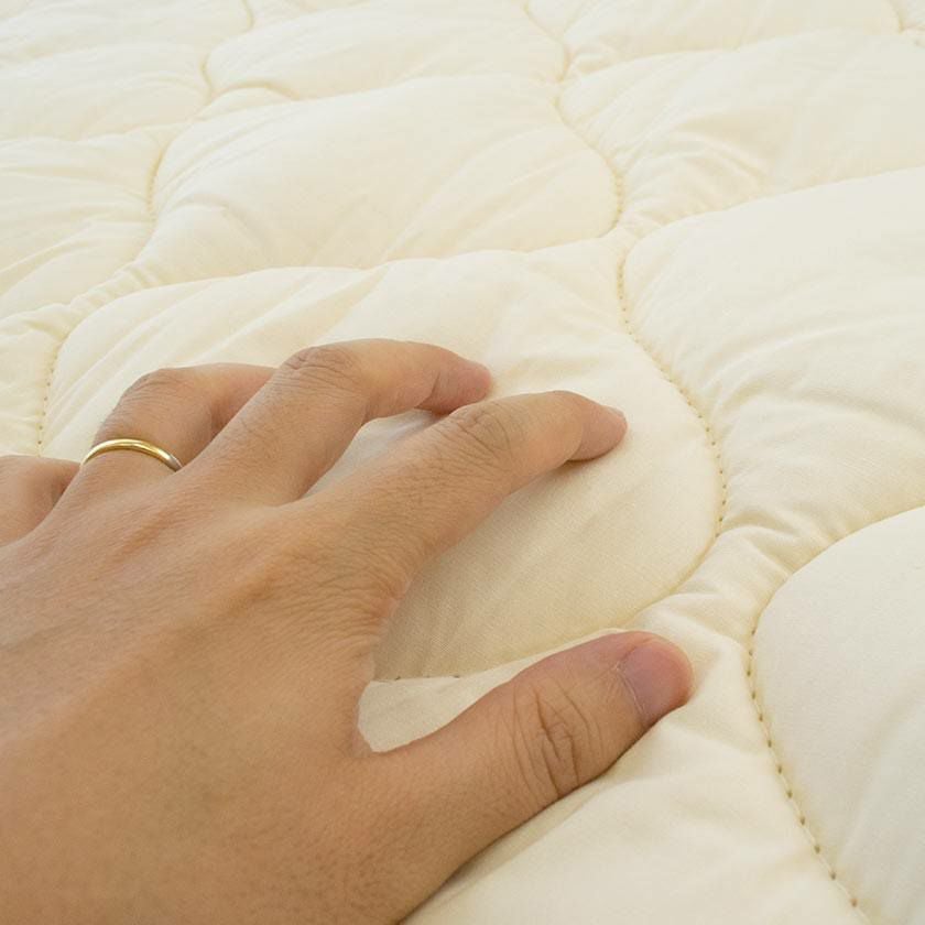 ベッドパッド シングル 100×200cm ウール100％ 綿100％生地 洗える