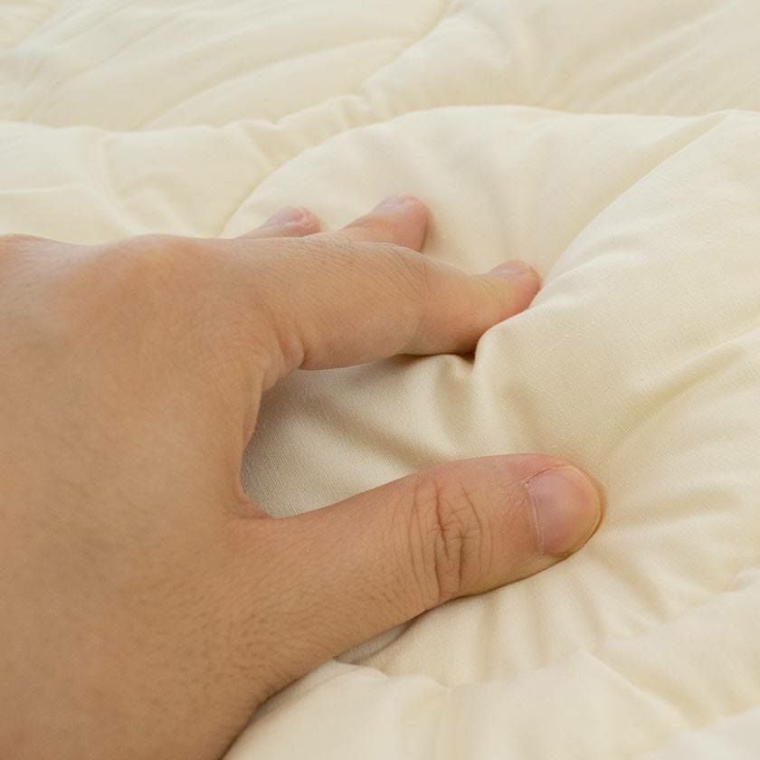 ベッドパッド シングル 100×200cm ウール100％ 綿100％生地 洗える