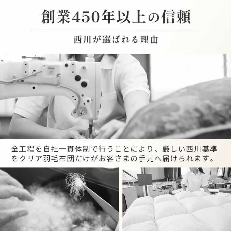 販売終了】西川 2枚合わせ 羽毛布団 ダウン90% シングルロング 150