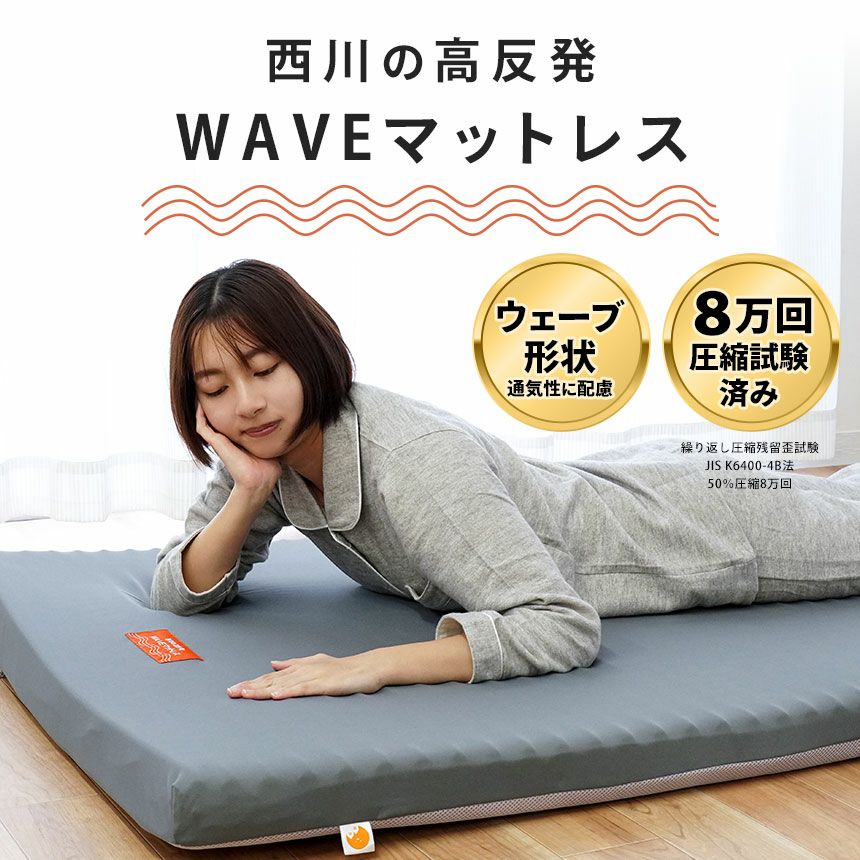 高反発マットレス 西川 マットレス 高反発 WAVE丸巻きタイプ ダブル 140×195cm | ね
