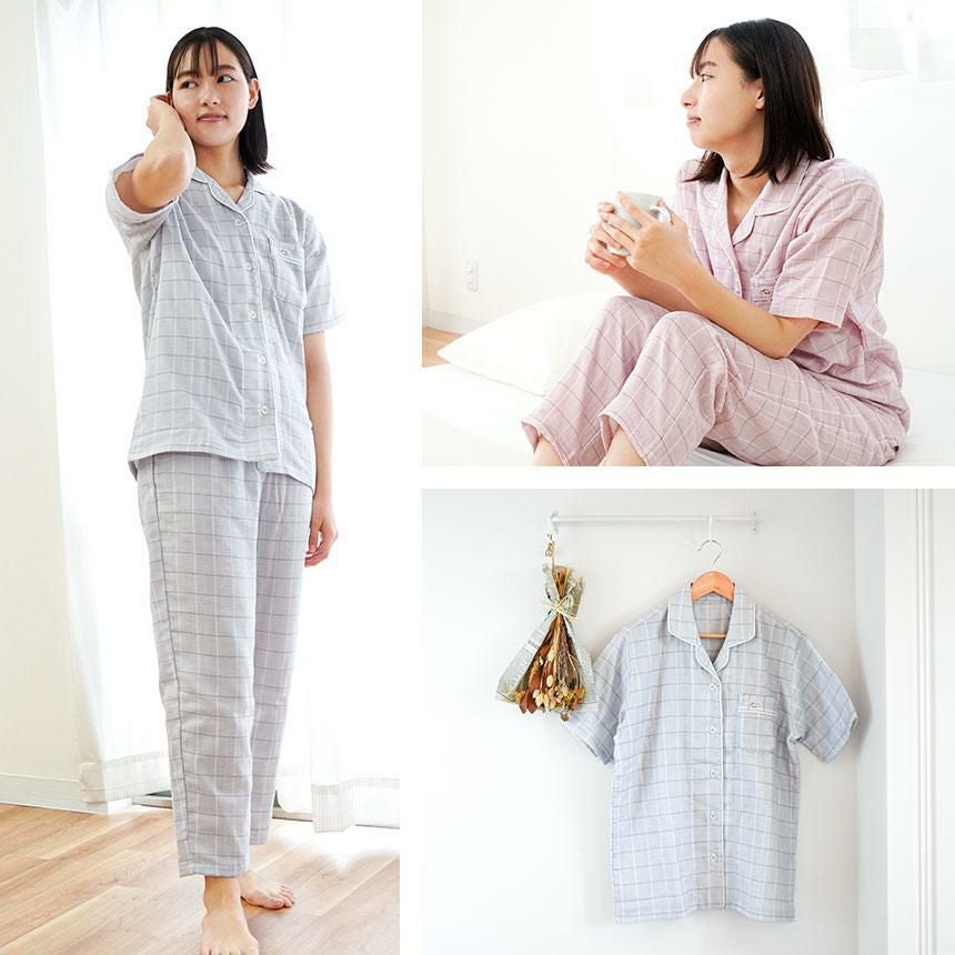 快眠ラボ ストレッチ 雲ごこちガーゼ 半袖 パジャマ レディース M/L/LL