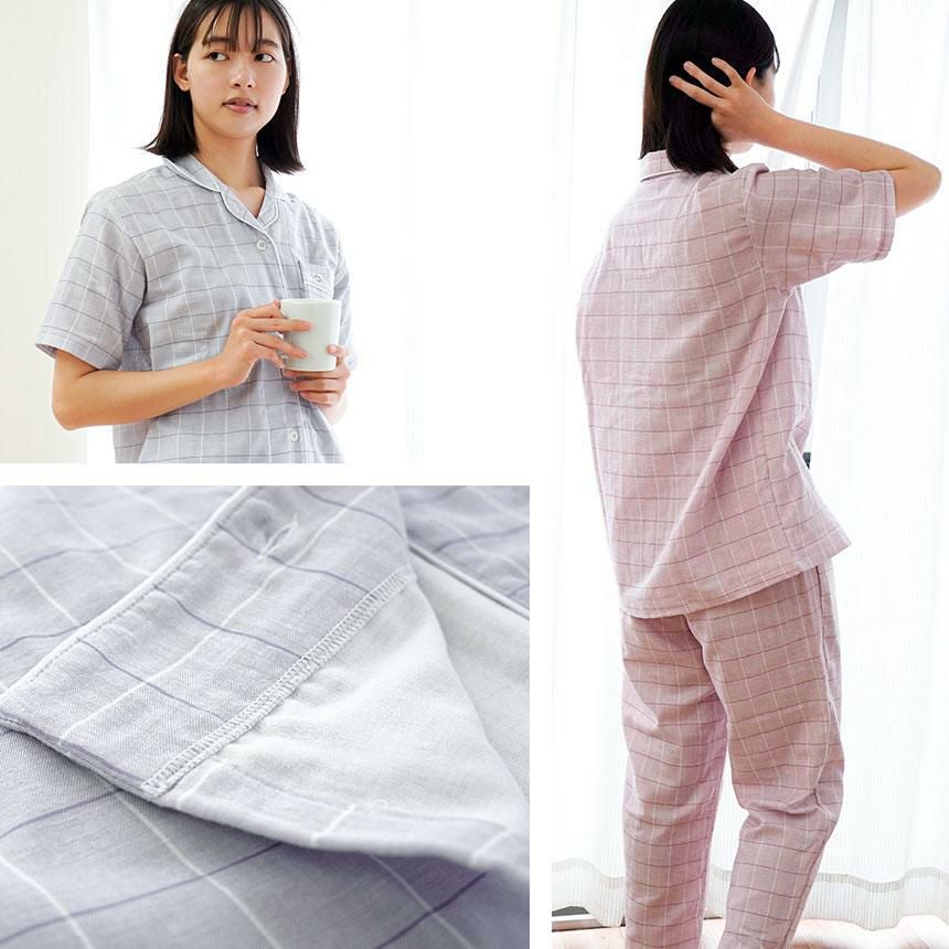 快眠ラボ ストレッチ 雲ごこちガーゼ 半袖 パジャマ レディース M/L/LL