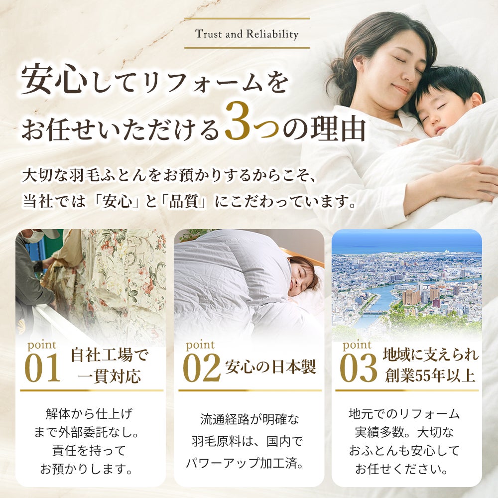 羽毛布団リフォーム プレミアムプランplus シングル・ダブル
