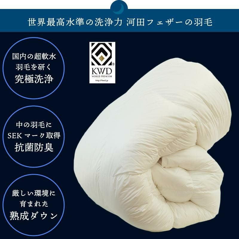 河田フェザー ハンガリー産 マザーグースダウン95% 2枚合わせ 羽毛布団