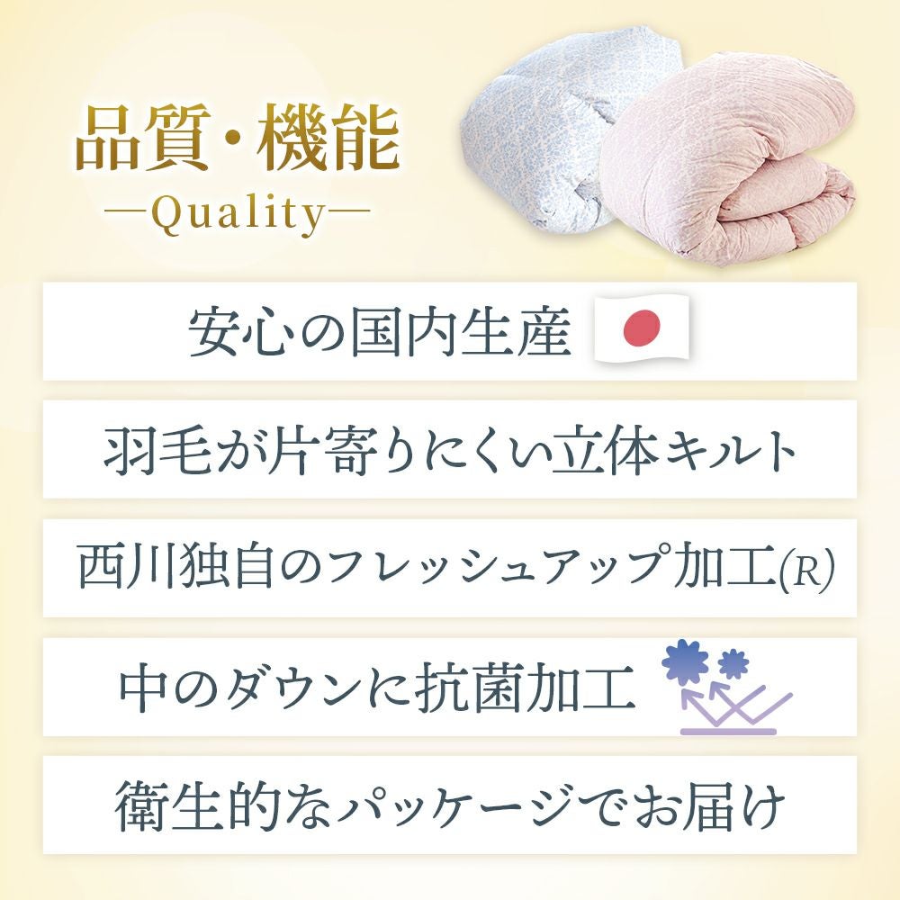 西川 羽毛布団 グース ダウン90% シングル 日本製 圧縮 150×210cm | ね
