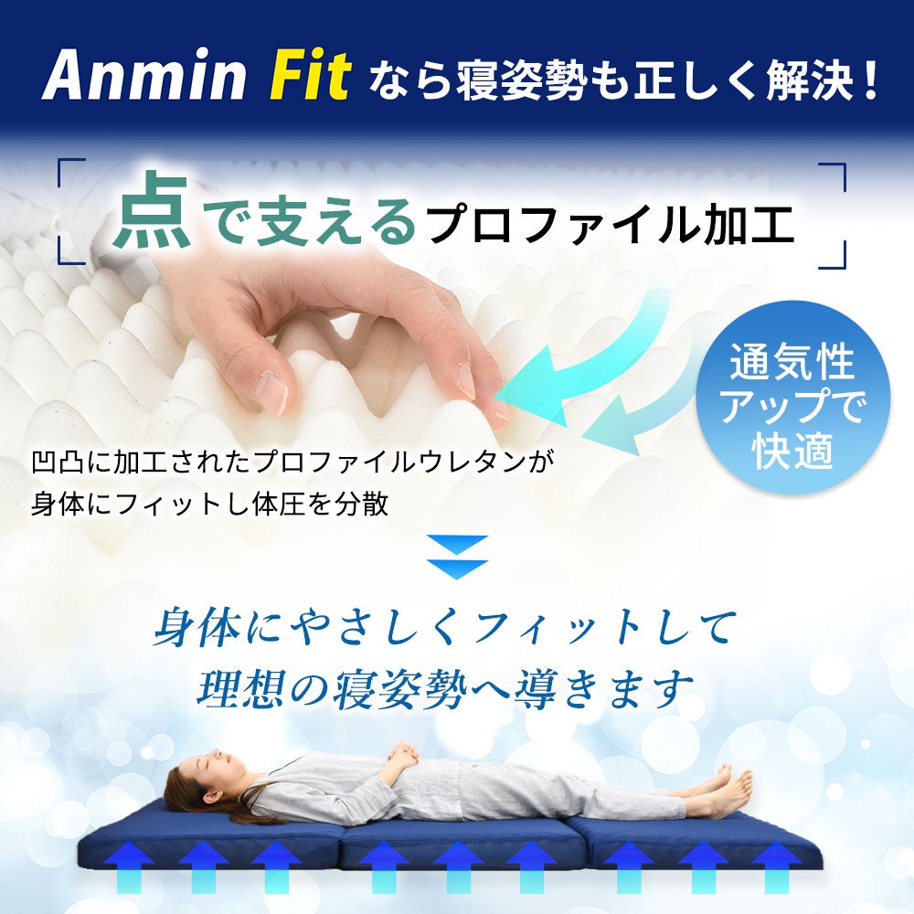日本製 高反発マットレス 三つ折り Anmin Fit 選べる2タイプ