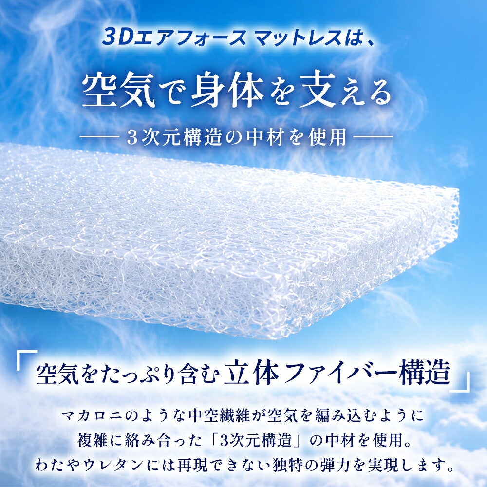 当社限定品「3Dエアーエアーパッド」マットレスシングル97×195×5cm高反発体圧分散寝返りバランスタイプメッシュ通気性洗える丸洗い樹脂マットスリープメディカル3次元構造空気中空繊維