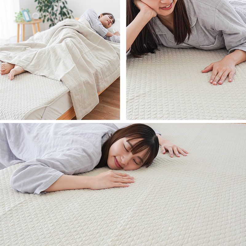 西川 麻 敷きパッド ぽこぽこ 水洗いキルト リネン 表生地 麻100