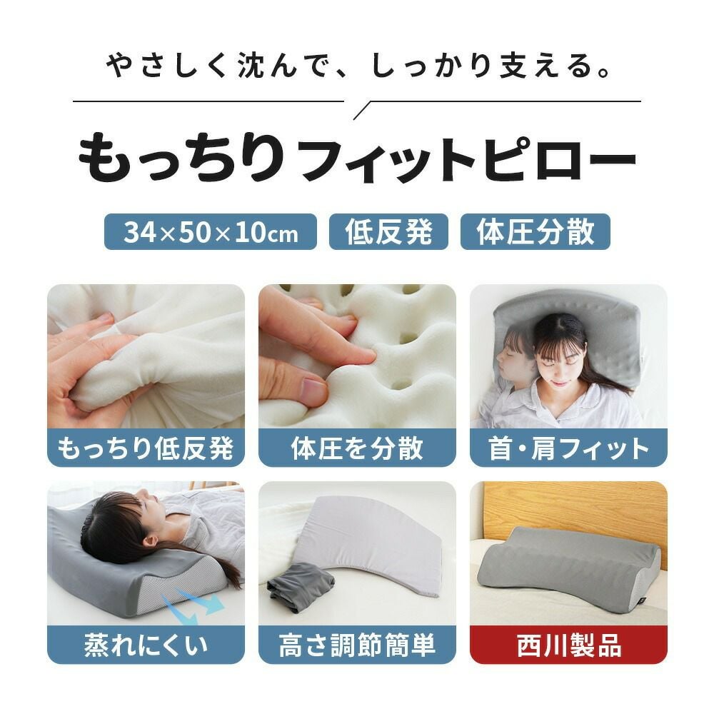 西川 安眠工房 低反発 ウレタン枕 点で支える枕 高め 50×34×10cm