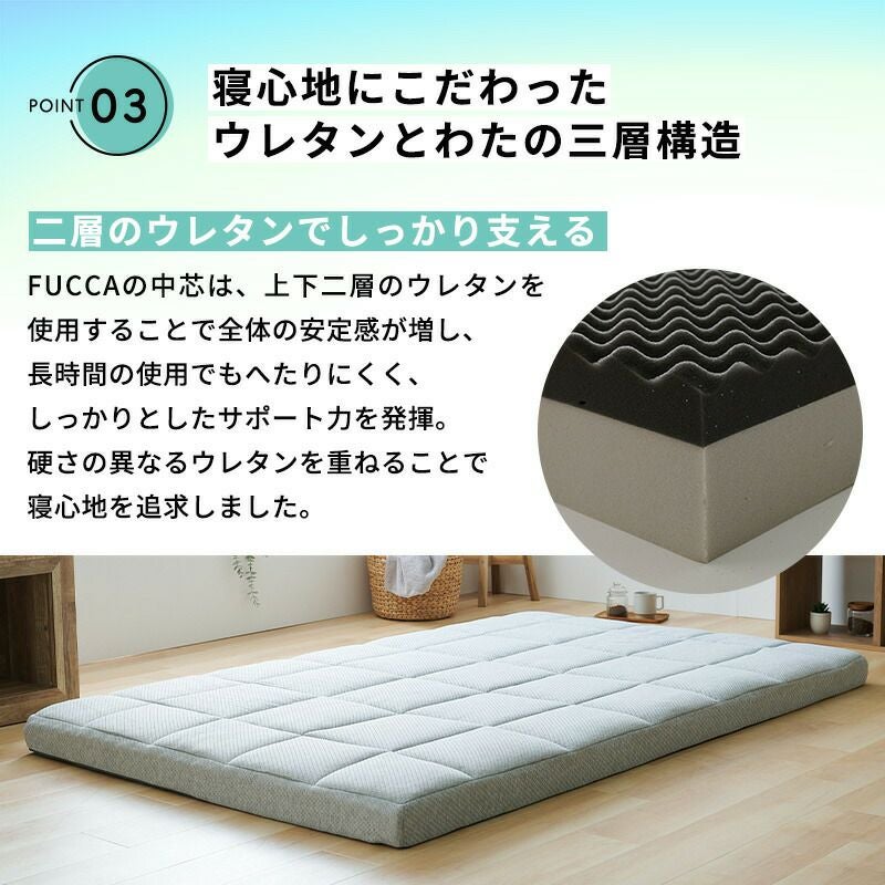 fucca マットレス シングル 97×195×厚み12cm 高反発ウレタン | ね