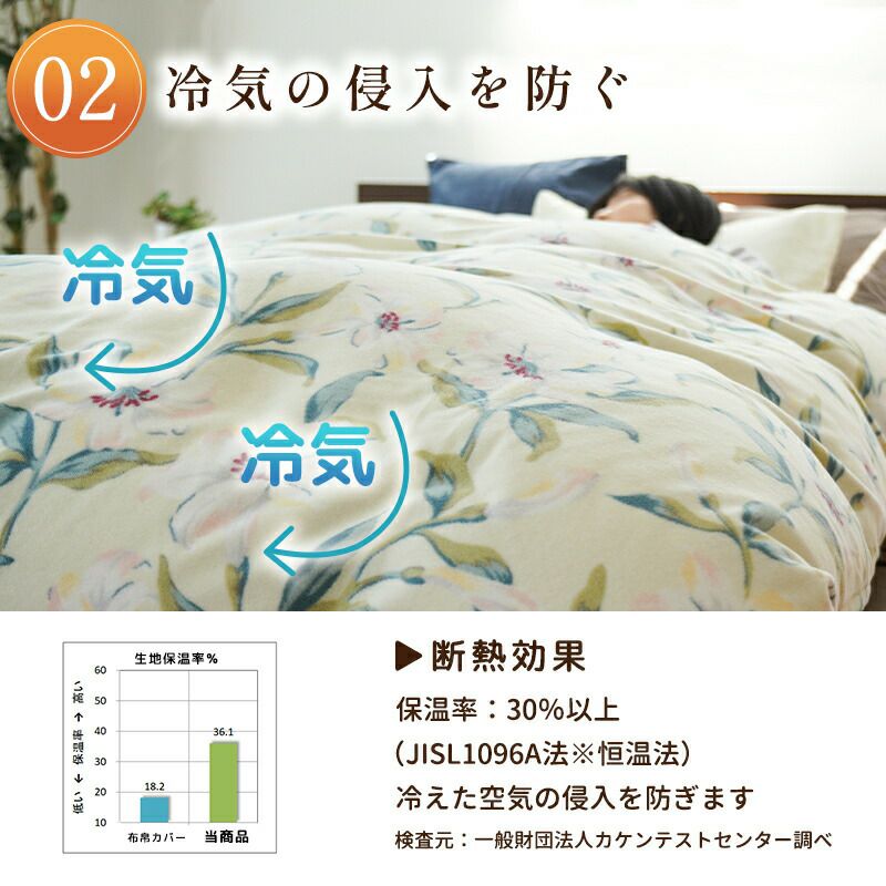 掛けふとんカバー ロマンス小杉 日本製 花柄 あったか シングル 150