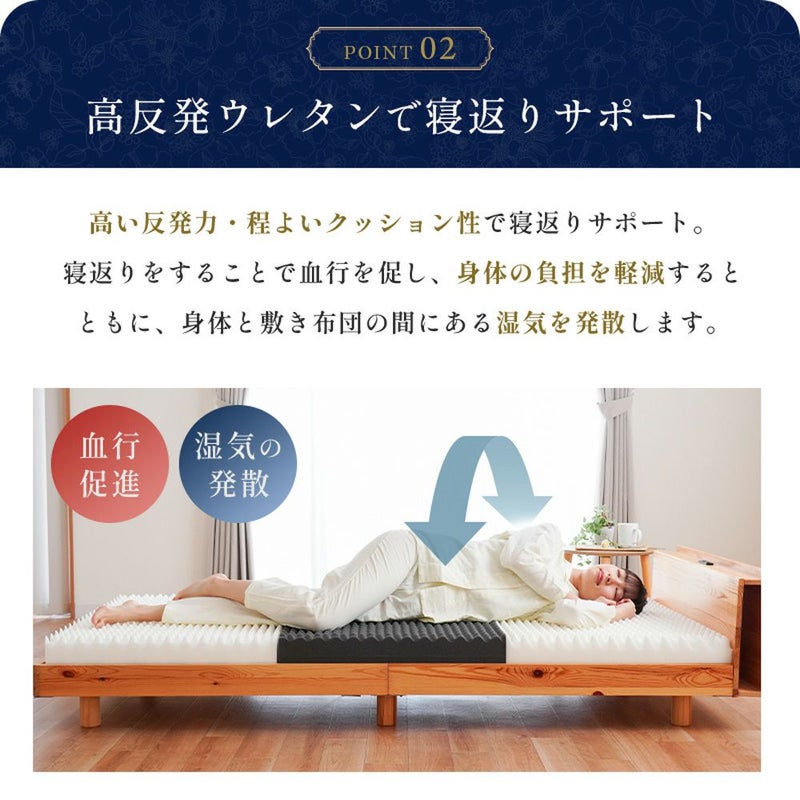 高反発ウレタンで寝返りをサポートする設計