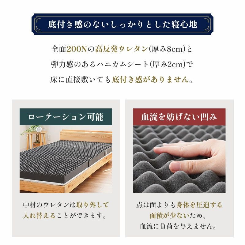 硬め】高反発マットレス 10cm 二層構造 シングル 日本製 心寝