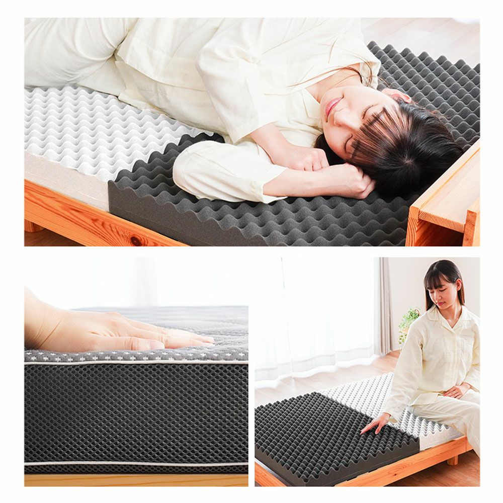 ハードマットレスシングル三つ折り高反発日本製自社製造【当社限定】国産3つ折り敷布団硬めプロファイルニットメッシュ通気性車中泊敷き布団腰痛ウレタン洗える8cm寝返りグレー【同梱不可】