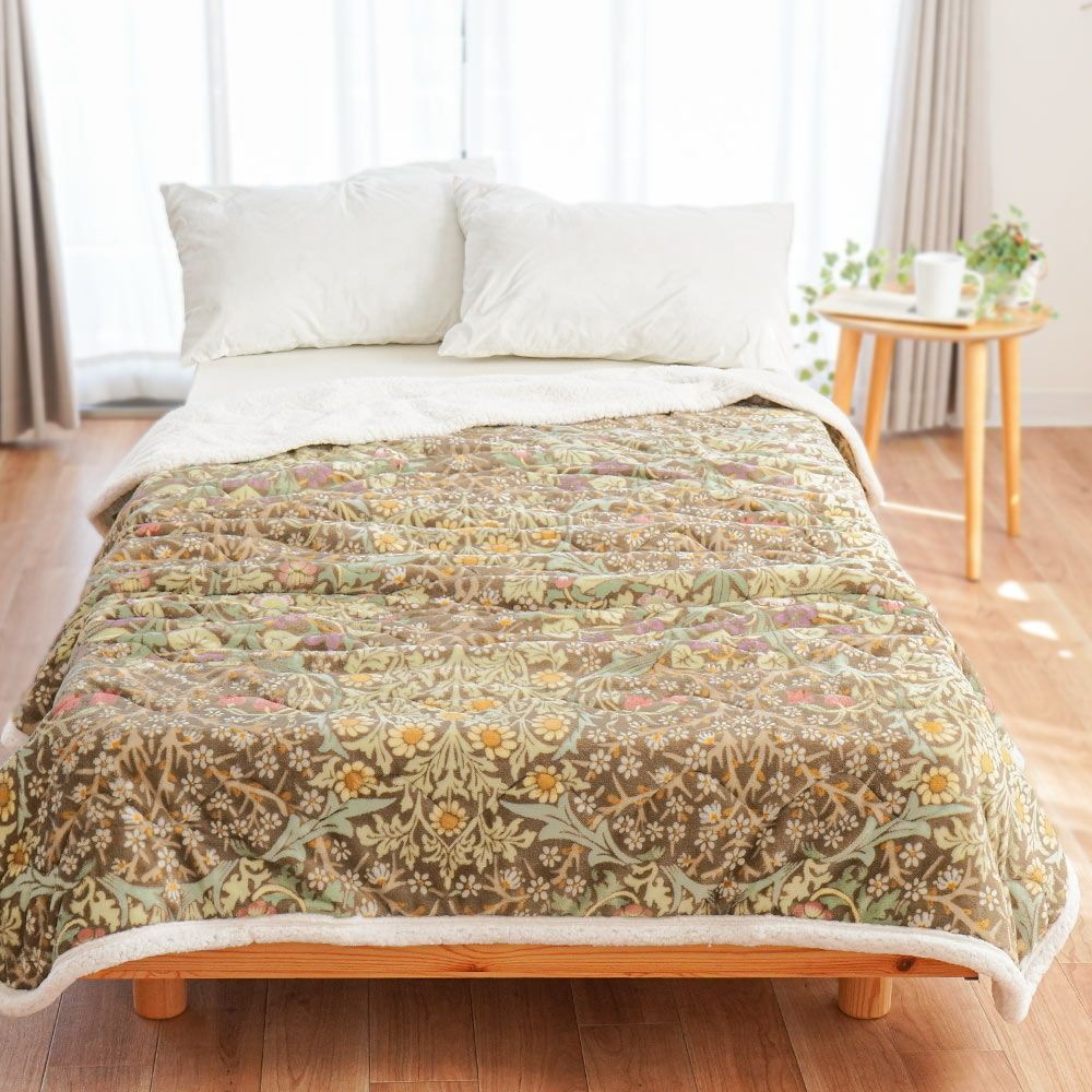 西川 キルトケット ボア 毛布 モリスギャラリー シングル | ねごこち