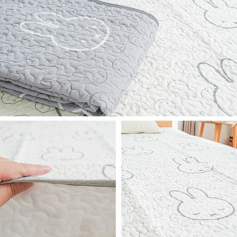 敷きパッドシングルミッフィーキャラクター西川敷パッド綿100%水洗い加工水洗いポコポコキルトオールシーズン洗える丸洗いmiffyかわいいシンプル子ども部屋ホワイトグレーブルーナ