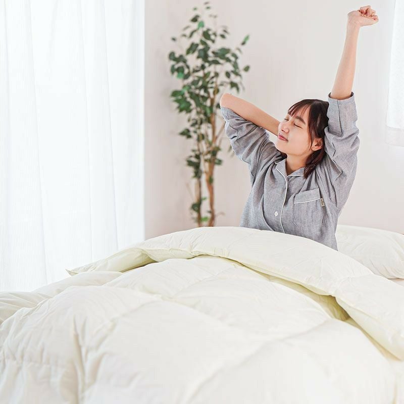 河田フェザー 羽毛布団 グース ダウン93% 400dp 超長綿 ダブル