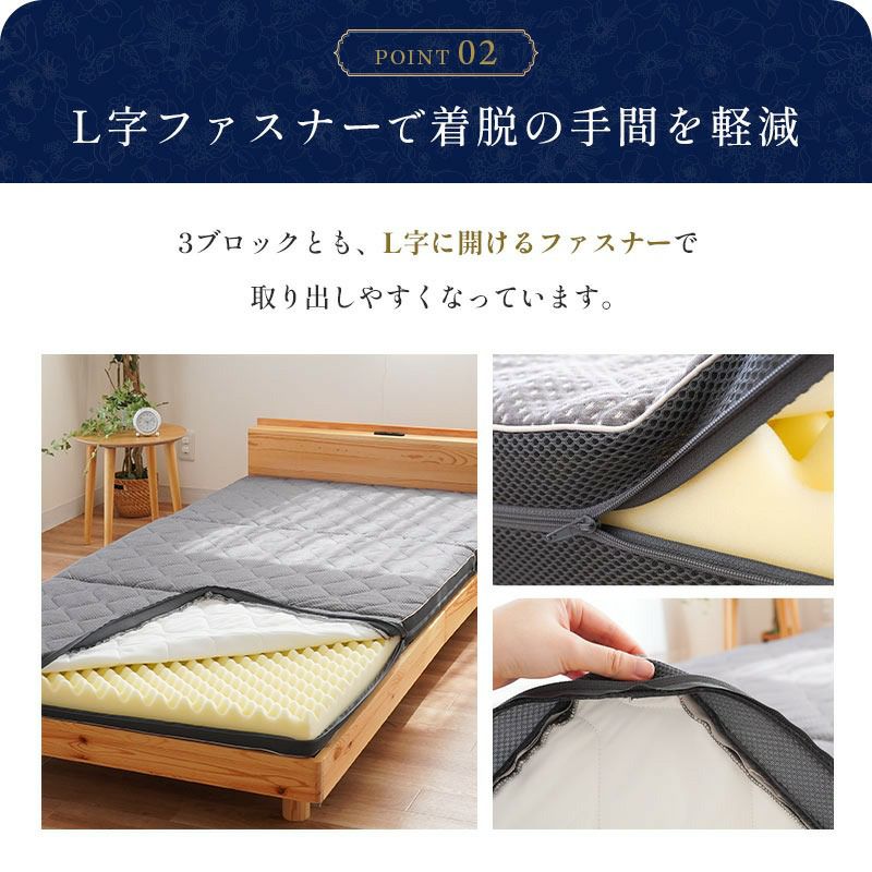 マットレス用替え側（3つ折り） シングル 97×198×8cm用 心寝 | ね