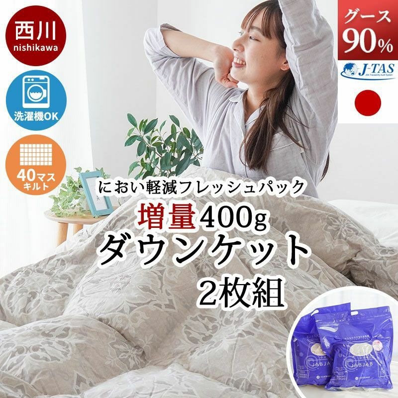 2枚組】西川 増量タイプ グースダウン90% ダウンケット シングルロング