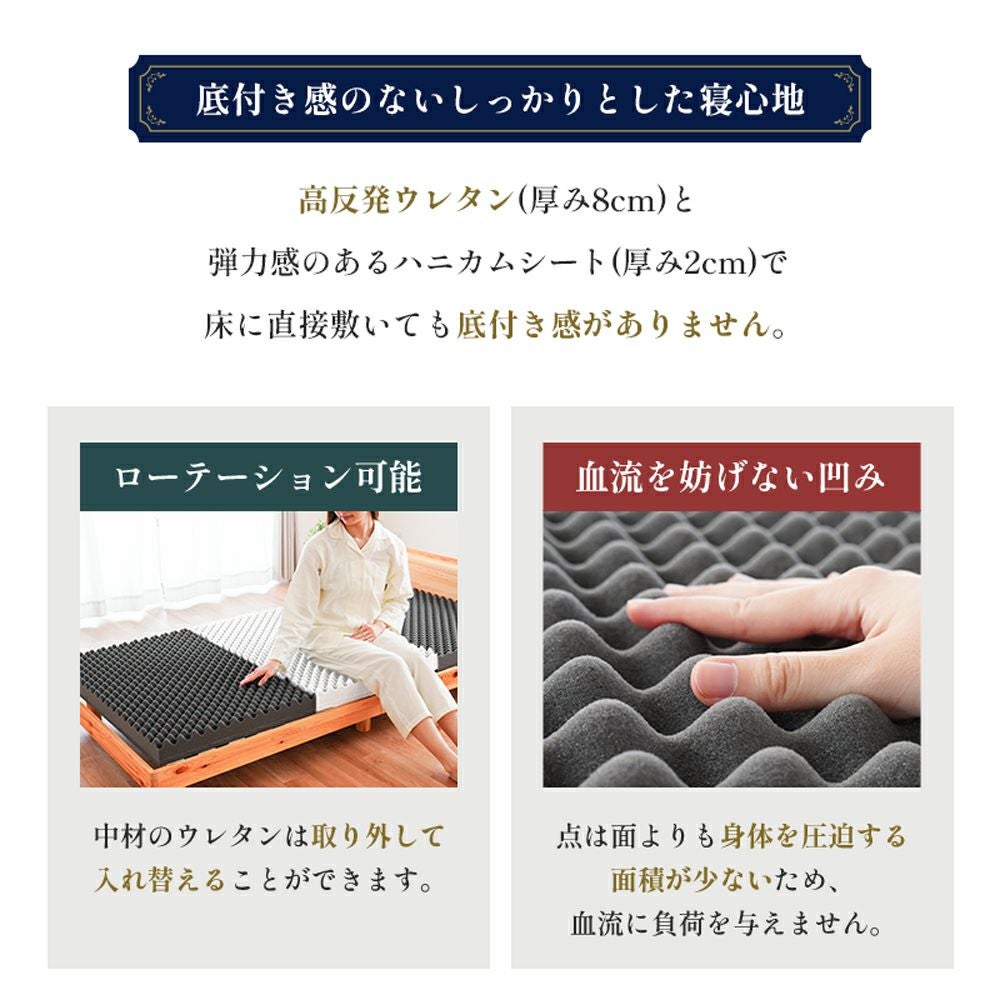 硬め】高反発マットレス 10cm 二層構造 シングル 日本製 心寝