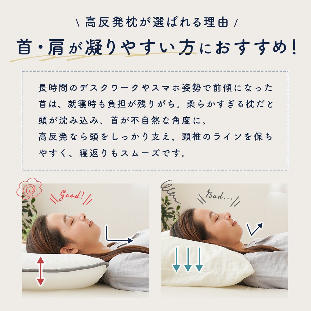 首や肩が凝りやすい方におすすめの高反発枕