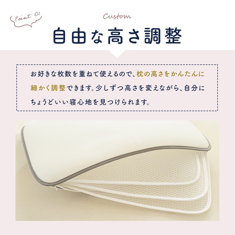 枕の高さ調整シート 単品 エアフィットピロー対応 ハニカムメッシュ