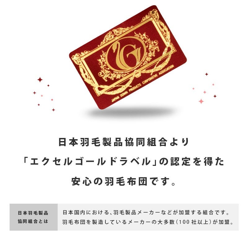 羽毛布団 クイーン ホワイトダックダウン90% エクセルゴールドラベル