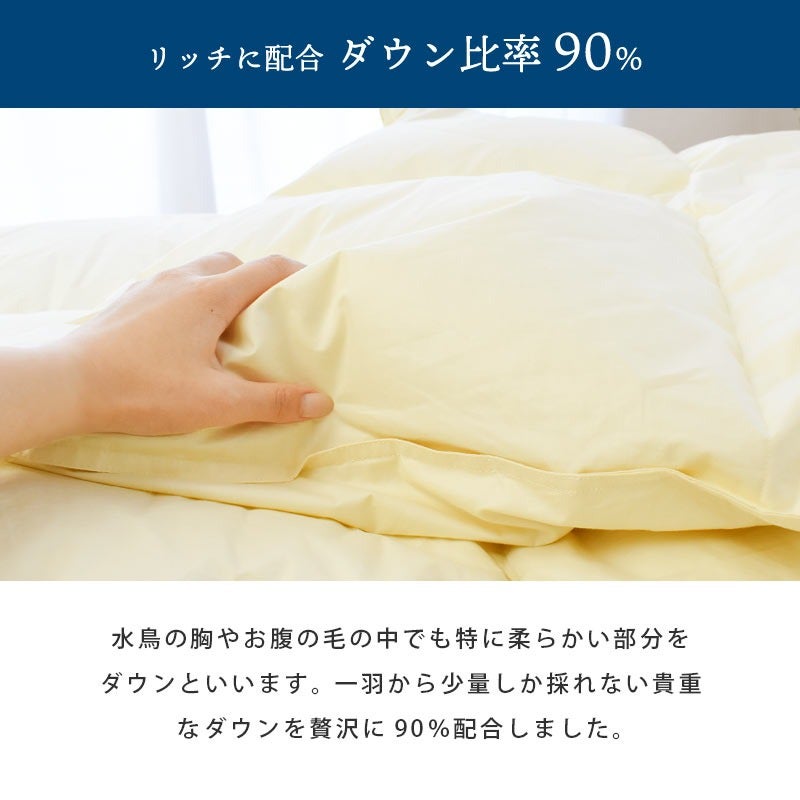 羽毛布団 クイーン ホワイトダックダウン90% エクセルゴールドラベル