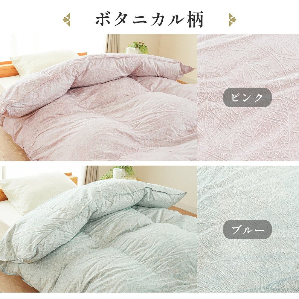 ボタニカル柄のカラーバリエーション。ピンクとブルー