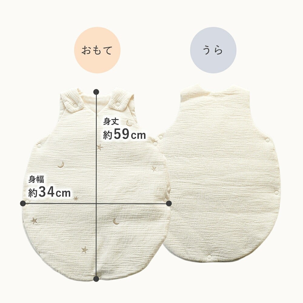 おもてとうらの形状と寸法。身丈 約59cm 身幅 約34cm