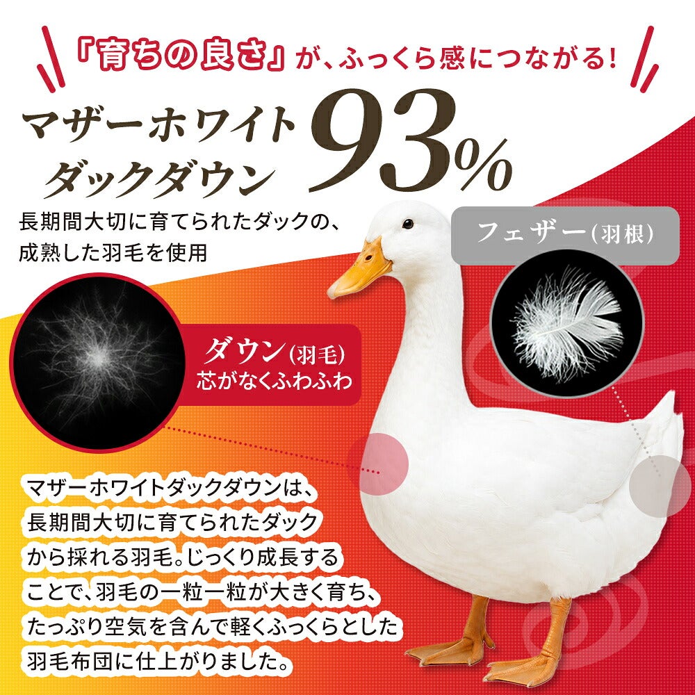 「育ちの良さ」がふっくら感につながる マザーホワイトダックダウン93%