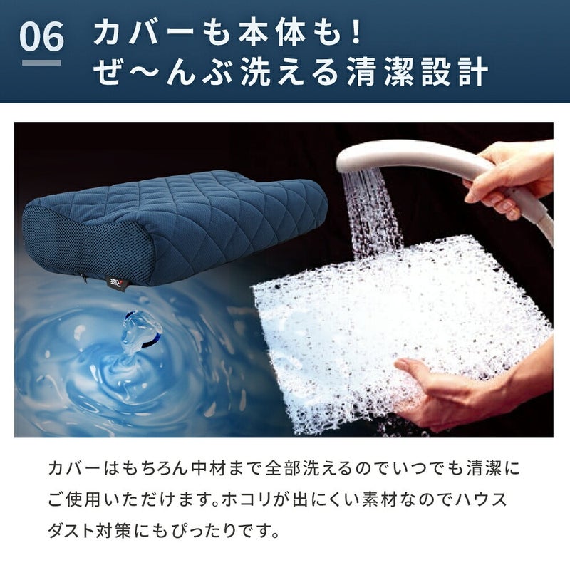 カバーと中材を水で洗う様子