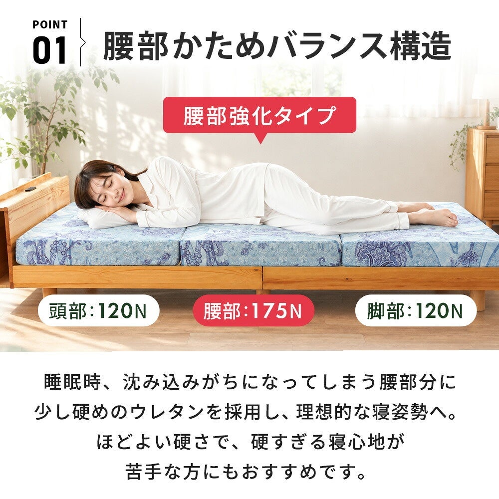 両端120N・腰部175Nのバランス構造