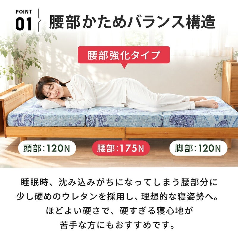 両端120N・腰部175Nのバランス構造