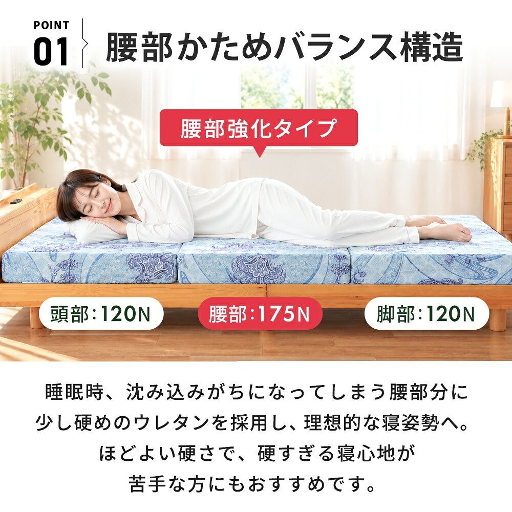 両端120N・腰部175Nのバランス構造